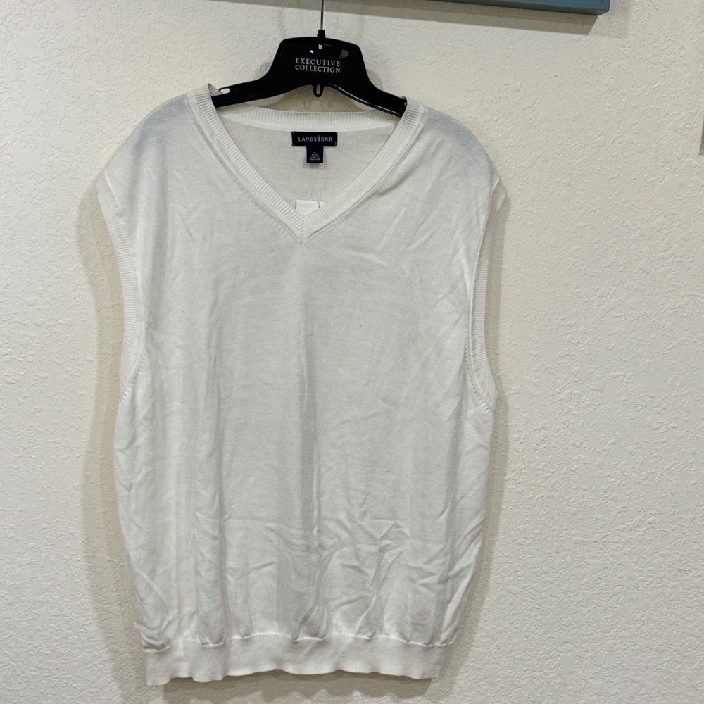 Lands' End White Men's Sweater Vest